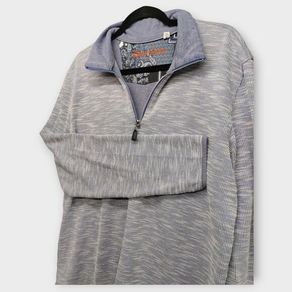 Mens Robert Graham Spielberg Quarter Zip Sweater Purple Blue Gray Size Large